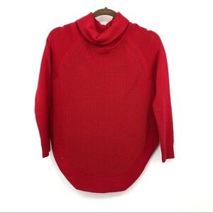 Athleta Women XXS Sweater Ravine Funnel Neck Red Merino Wool Blend Knit Top